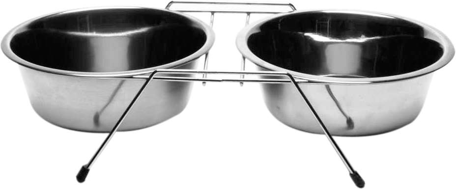Comedouro e Bebedouro Duplo em Inox com Suporte - Tam. 04