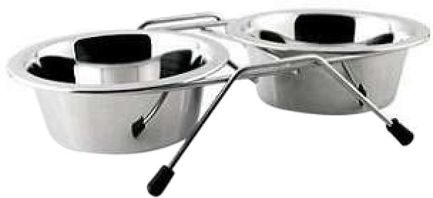 Comedouro e Bebedouro Duplo em Inox com Suporte - Tam. 04