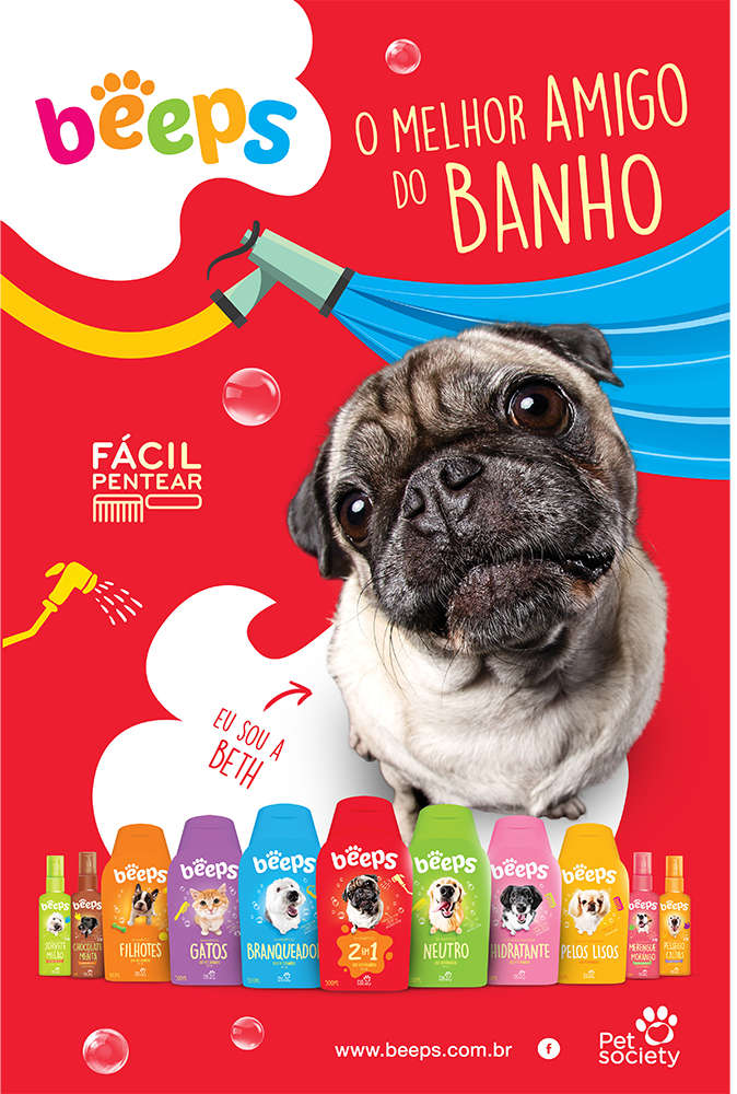Shampoo Pet Society Beeps 2 em 1 - 500 mL