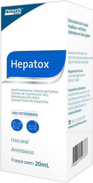 Antitóxico Provets Hepatox para Cães e Gatos - 20 mL