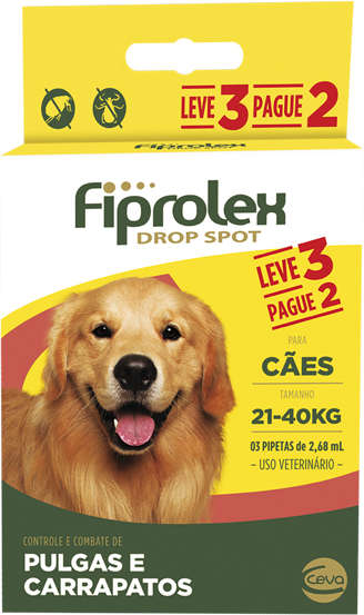 Antipulgas e Carrapatos Ceva Fiprolex Drop Spot de 2,68 mL para Cães de 21 a 40Kg - Leve 3 Pague 2