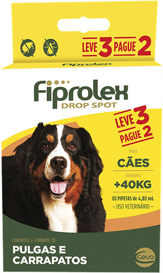 Antipulgas e Carrapatos Ceva Fiprolex Drop Spot de 4,02 mL para Cães Acima de 41Kg - 3 Pipetas