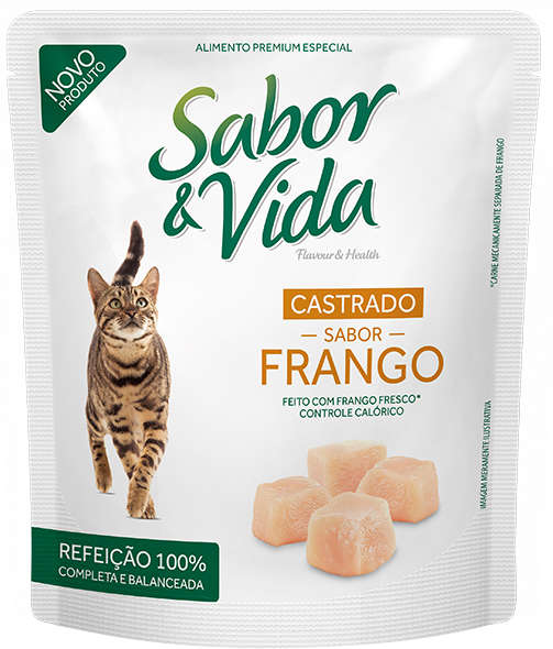 Ração Guabi Sabor e Vida Sachê Frango para Gatos Castrados - 85 g
