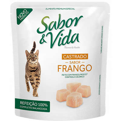 Ração Guabi Sabor e Vida Sachê Frango para Gatos Castrados