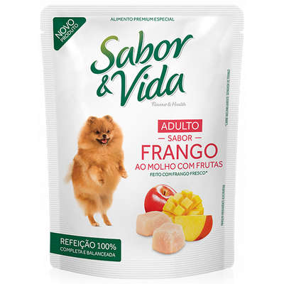 Ração Guabi Sabor e Vida Sachê Cães Adultos Frango com Frutas