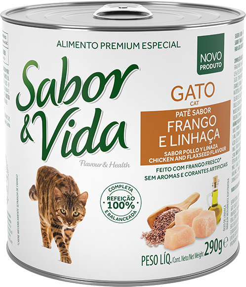 Ração Guabi Sabor e Vida Lata Frango e Linhaça para Gatos - 290 g