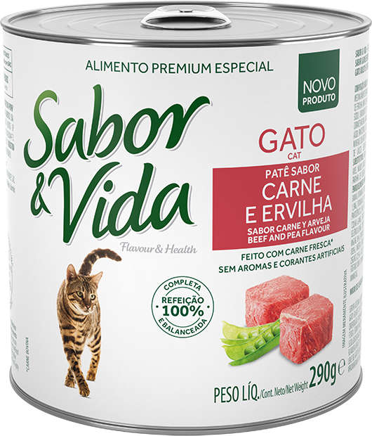 Ração Guabi Sabor e Vida Lata Carne e Ervilha para Gatos - 290 g