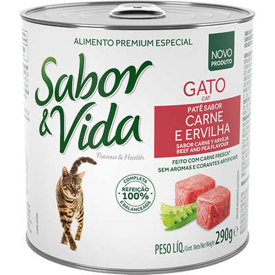 Ração Sabor e Vida em Lata Carne e Ervilha para Gatos
