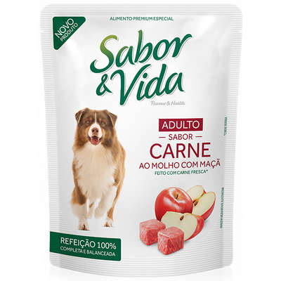 Ração Sabor e Vida Sachê Cães Adultos Carne e Maçã