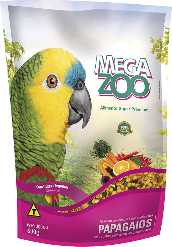 Ração Megazoo para Papagaio com Frutas e Legumes - 600 g