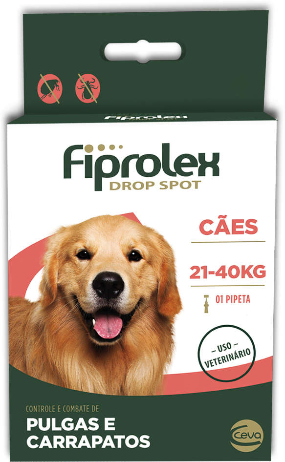 Antipulgas e Carrapatos Fiprolex Drop Spot 268 mg para Cães de 21 a 40Kg - 1 Pipeta