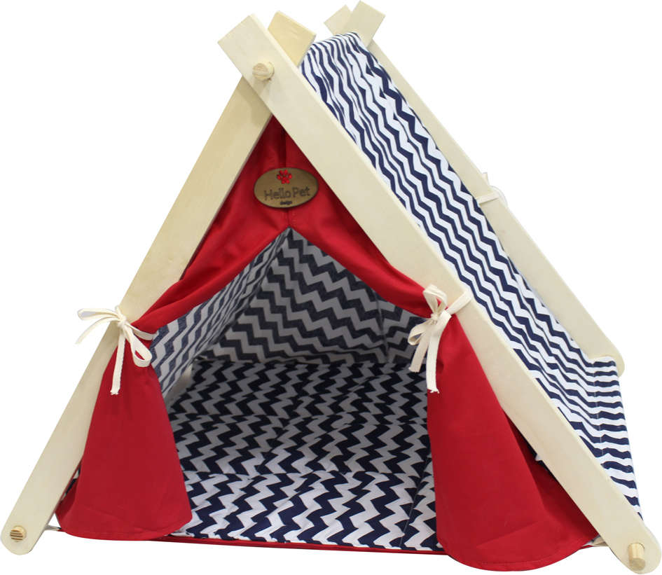 Barraca Hello Pet Azul com Vermelho para Cães e Gatos - Tam. Único