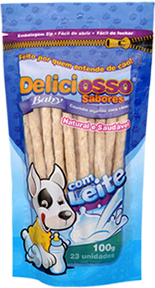 Osso Deliciosso Baby Palito Fino Leite para Cães Filhotes - 100 g
