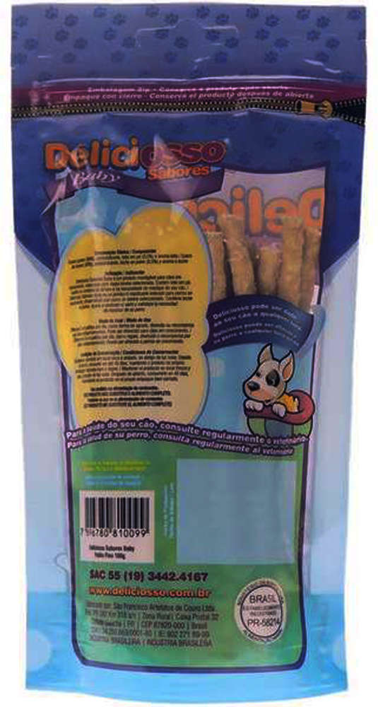 Osso Deliciosso Baby Palito Fino Leite para Cães Filhotes - 100 g