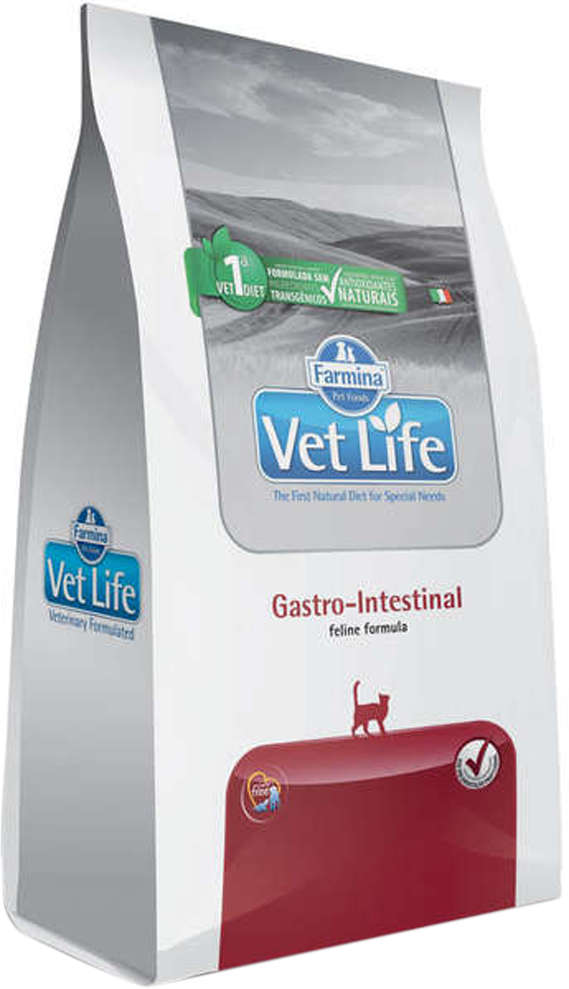 Ração Farmina Vet Life Gastro-Intestinal para Gatos Adultos com Dificuldades Digestórias - 2Kg