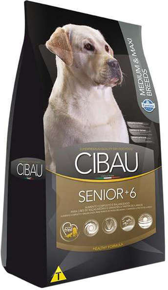 Ração Farmina Cibau Senior +6 para Cães de Raças Médias e Grandes com 6 Anos ou Mais de Idade - 12Kg
