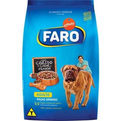Ração Guabi Faro Raças Grandes Cozido de Carne e Frango para Cães Adultos