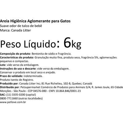 Granulado Higiênico Canada Litter de Bentonita para Gatos - 6 Kg