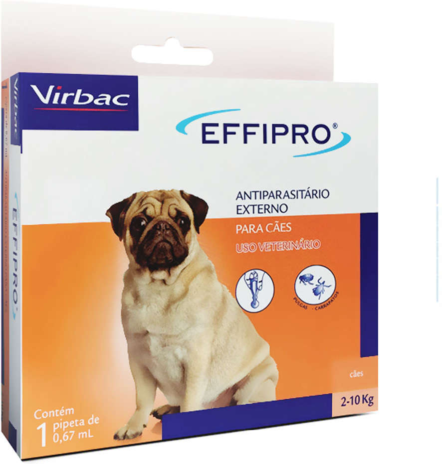 Antipulgas e Carrapatos Effipro 67 mg para Cães de 2 a 10Kg - 1 Pipeta