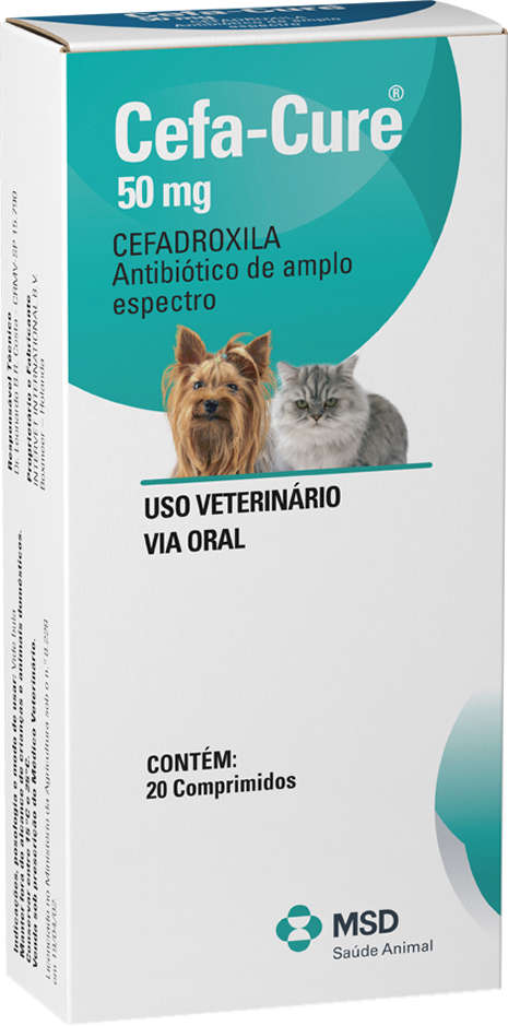 Antibiótico MSD Cefa Cure para Cães e Gatos - 50 mg