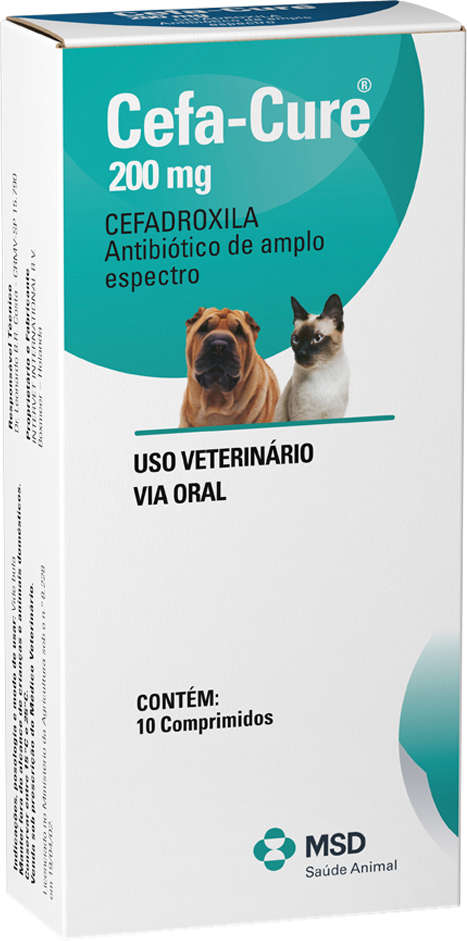 Antibiótico MSD Cefa Cure para Cães e Gatos - 200 mg