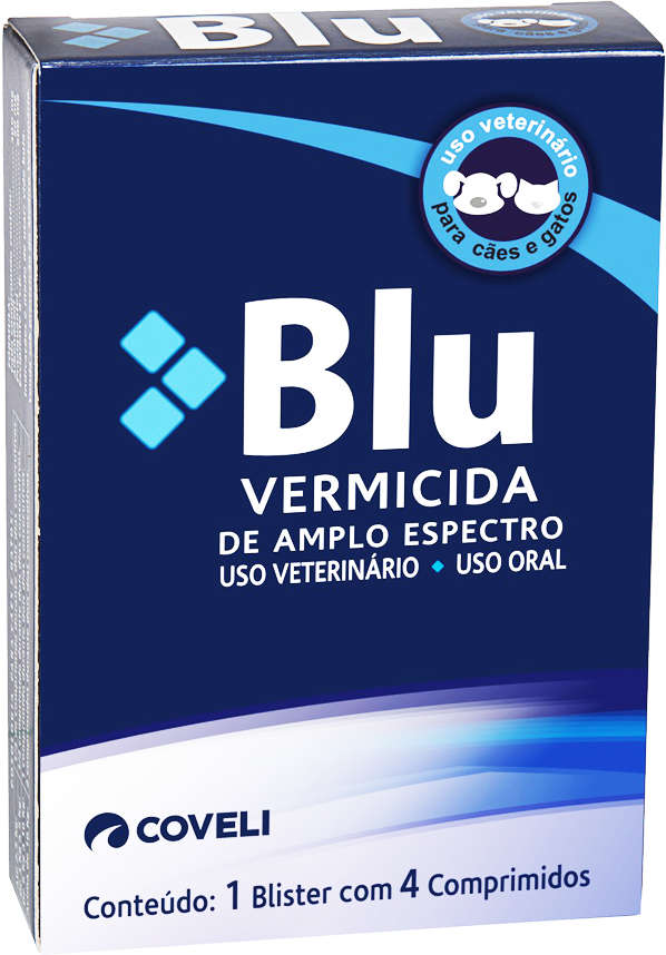 Vermífugo Coveli Blu para Cães e Gatos - 4 Comprimidos