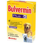 Vermífugo Coveli Bulvermin Plus 4 Comprimidos para Cães - 1 Blister