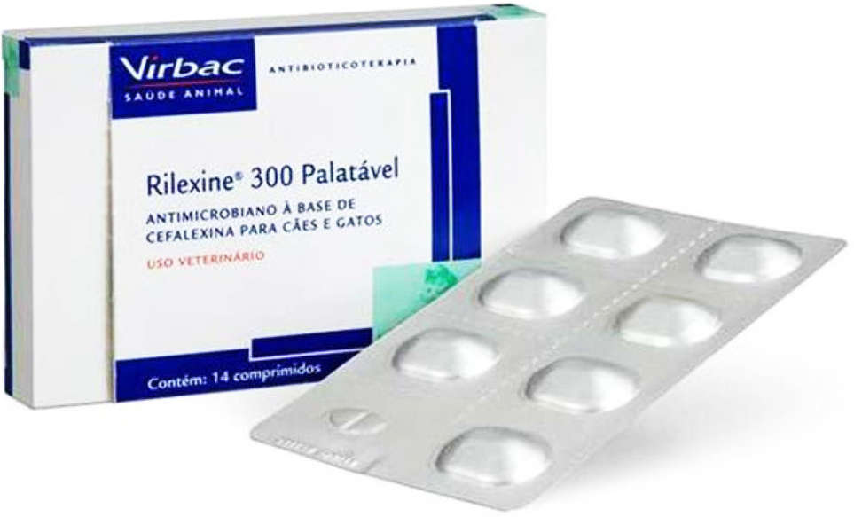 Antibiótico Virbac Rilexine Palatável para Cães e Gatos de 14 Comprimidos - 300 mg