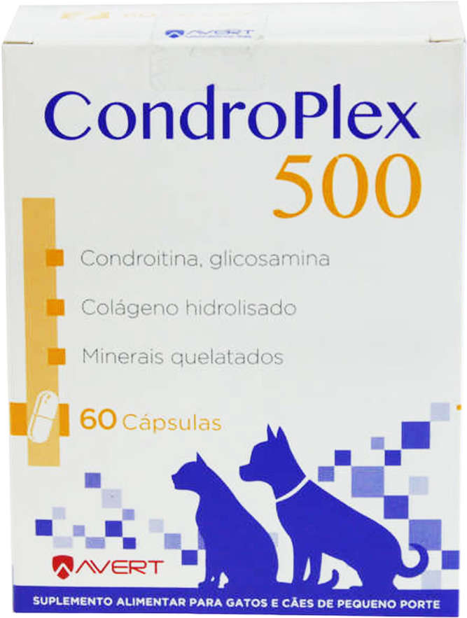 Suplemento Alimentar CondroPlex 500 para Cães e Gatos de Pequeno Porte - 60 Cápsulas