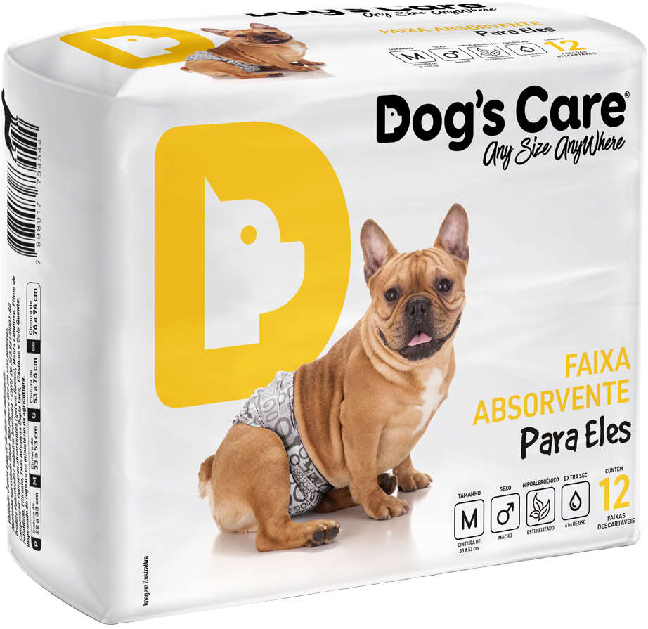 Faixa Absorvente Dog's Care Ecofralda Gel para Macho com 12 Unidades - Tam. M