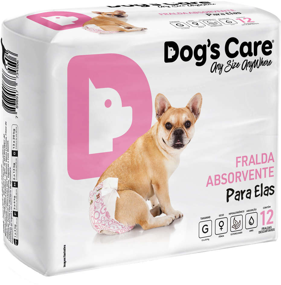 Fralda Higiênica Dog's Care Ecofralda Gel para Fêmeas com 12 Unidades - Tam. G