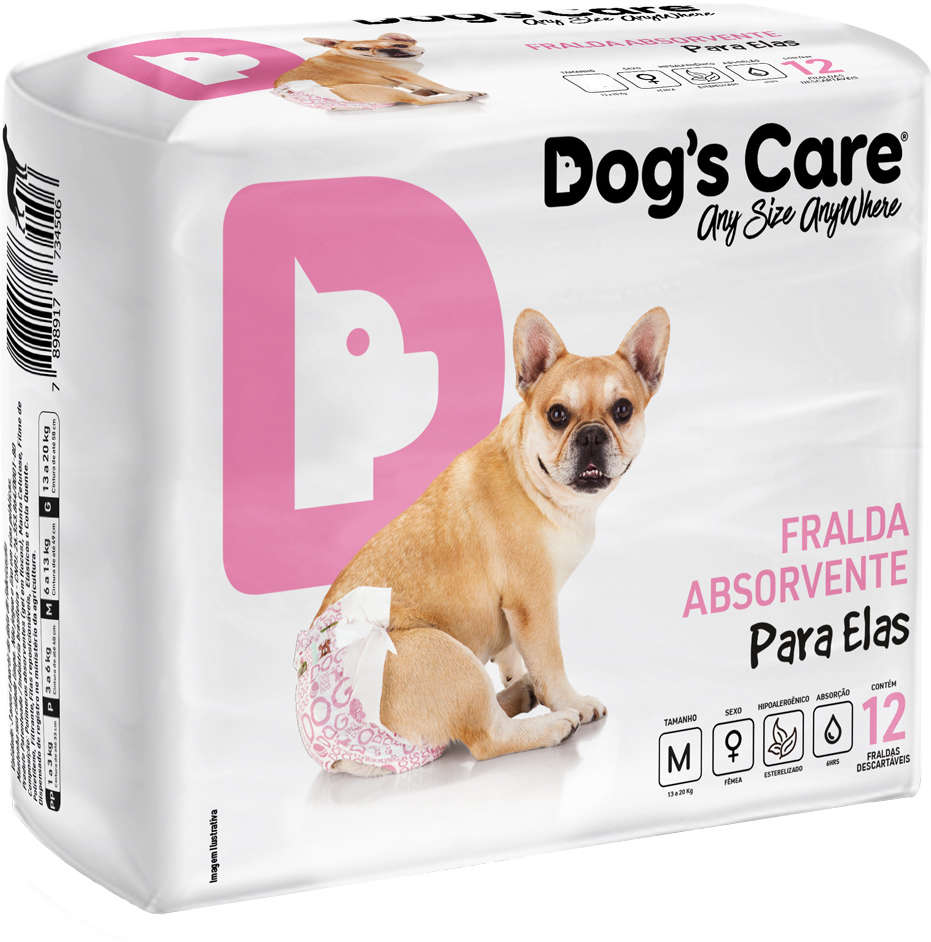 Fralda Higiênica Dog's Care Ecofralda Gel para Fêmeas com 12 Unidades - Tam. M
