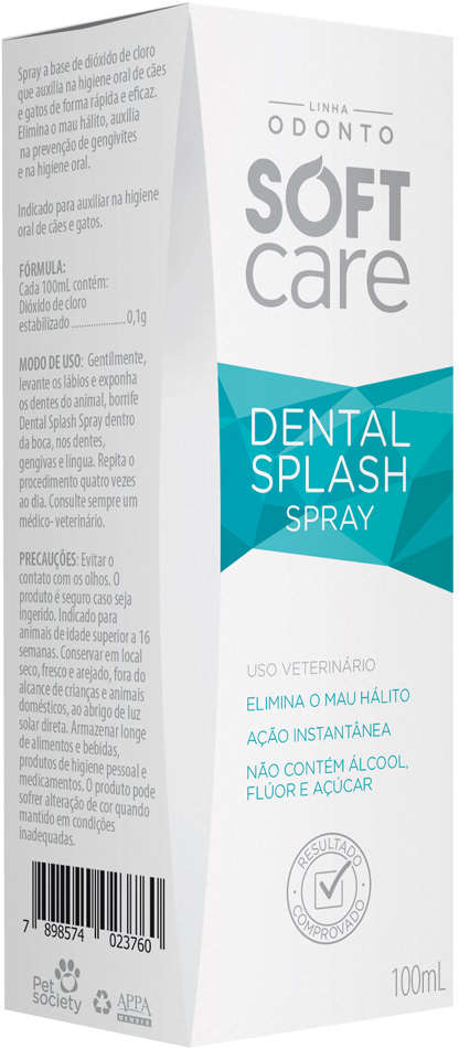 Antisséptico Soft Care Bucal Dental Splash oara Cães e Gatos - 100 mL