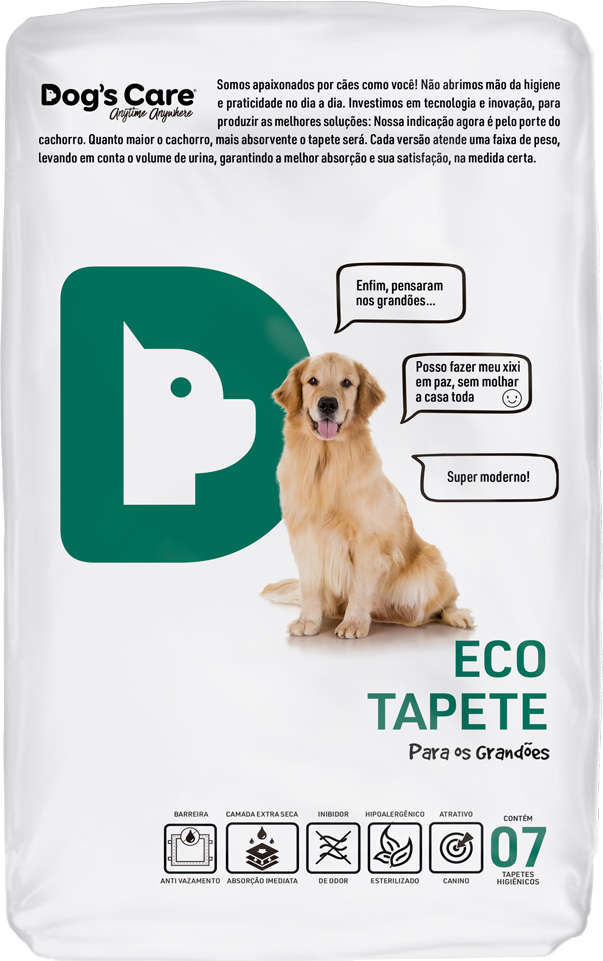 Tapete Higiênico Dog's Care Descartável Eco Grande Porte - 7 Unidades