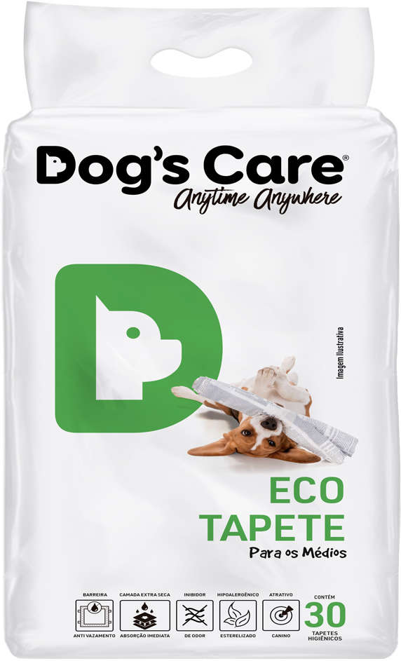 Tapete Higiênico Dog's Care Descartável Eco Médio Porte - 30 Unidades