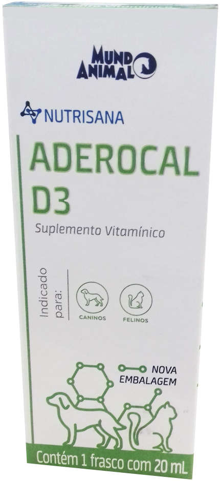 Suplemento Vitaminico Aderocal D3 Mundo Animal Nutrisana para Cães e Gatos - 20 mL