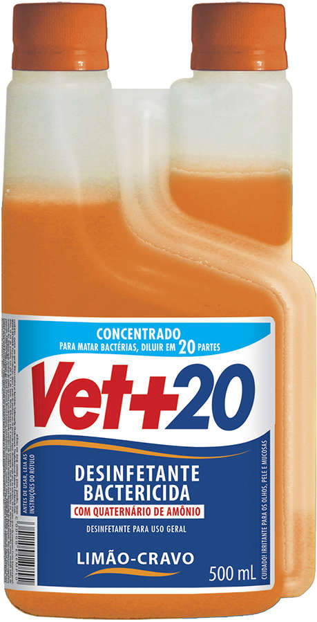 Desinfetante Vet+20 Bactericida Limão e Cravo - 500 mL