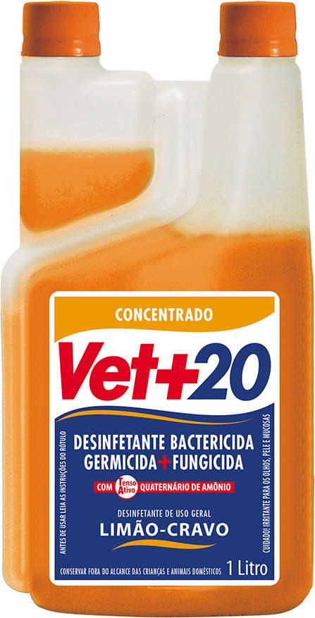 Desinfetante Vet+20 Bactericida Limão e Cravo - 1 Litro
