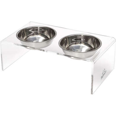 Bebedouro e Comedouro PetBamboo Duplo em Inox e Acrílico
