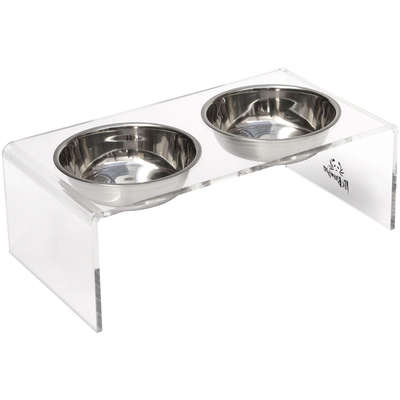 Bebedouro e Comedouro PetBamboo Duplo em Inox e Acrílico