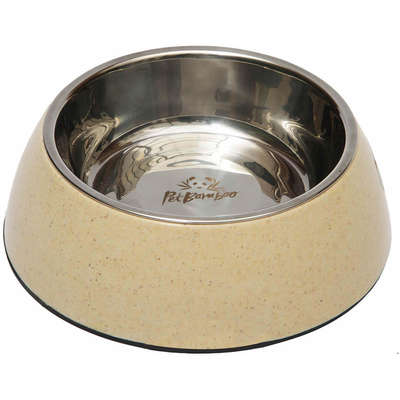 Bebedouro e Comedouro PetBamboo de Fibra de Bambu Natural e Inox