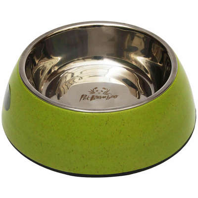 Bebedouro e Comedouro PetBamboo Verde de Fibra de Bambu e Inox