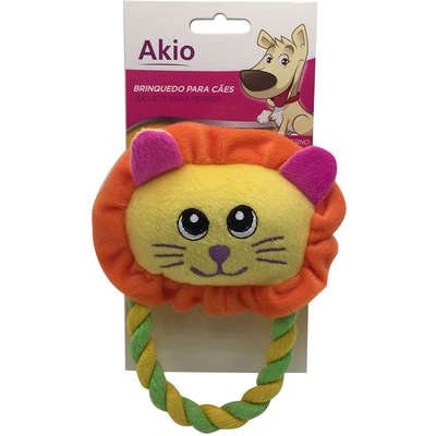 Brinquedo Akio Pelúcia com Squeaker Leão com Corda
