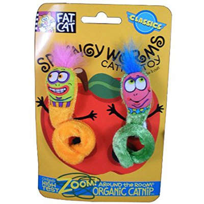 Brinquedo Fatcat Gatos Springy Worms Laranja e Verde