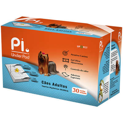 Tapetes Higiênicos UP Pet PI Under Pad 60x60 para Cães Adultos - 30 Unidades
