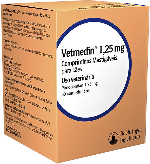 Vetmedin Boehringer Ingelheim 50 Comprimidos Mastigáveis para Cães - 1,25 mg