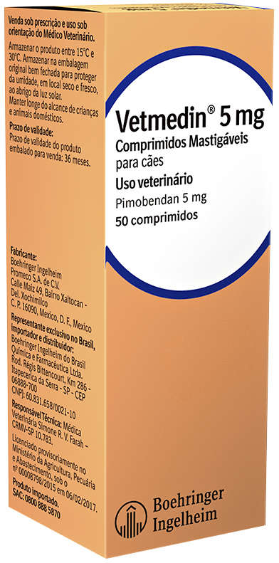 Vetmedin Boehringer Ingelheim 50 Comprimidos Mastigáveis para Cães - 5 mg