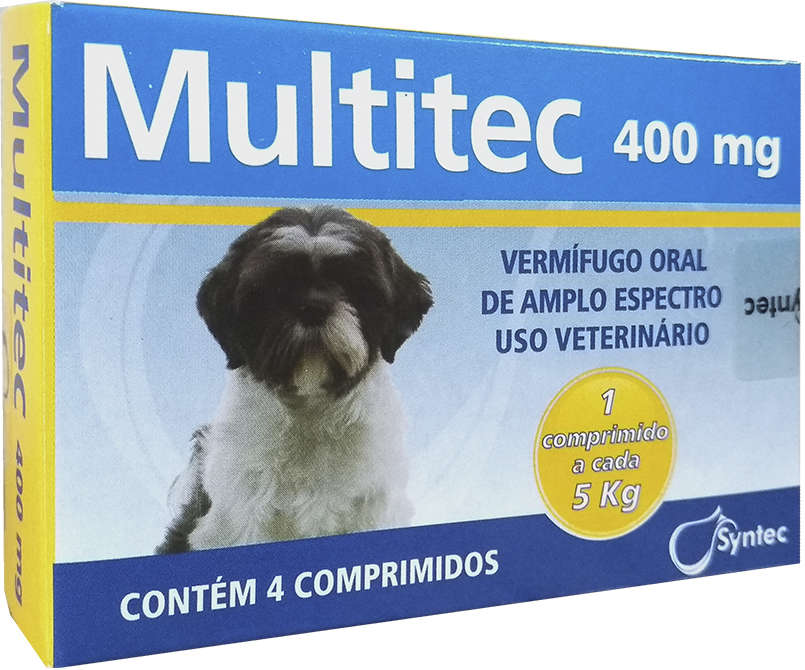 Vermífugo Syntec Multitec 400 mg para Cães até 5Kg - 4 Comprimidos