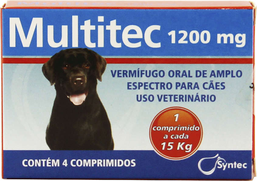 Vermífugo Syntec Multitec 1200 mg para Cães até 15Kg - 4 Comprimidos