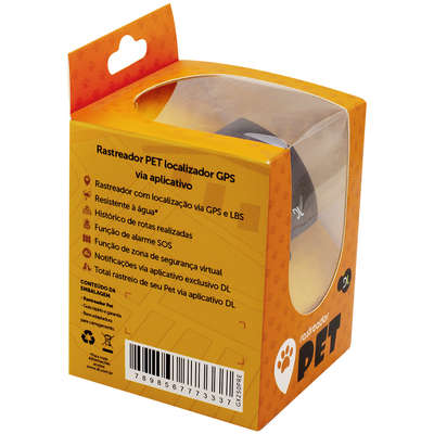 Rastreador Pet DL para Animais de Estimação GPS Via APP Android/iOS (GX250PRE) Preto
